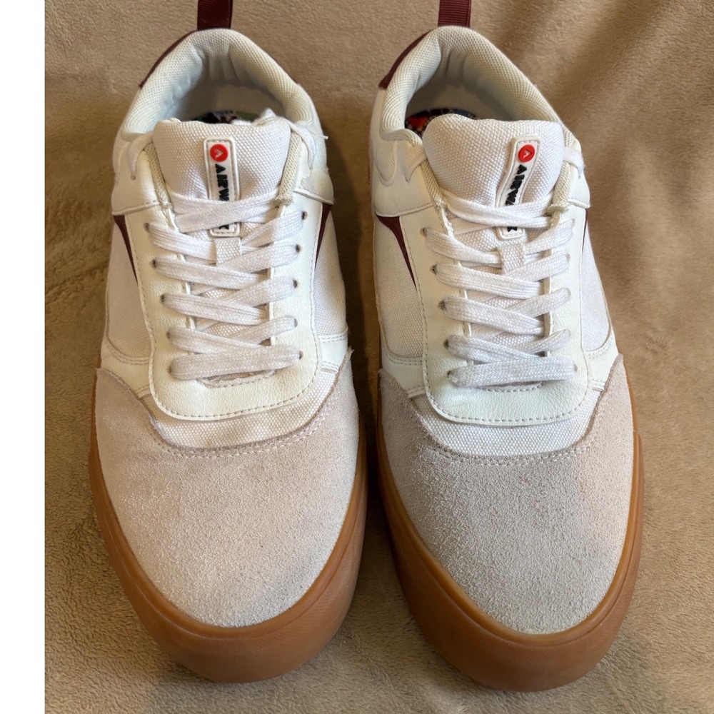 Airwalk Mens White Suede Canvas Skate Shoes Gum Sole MNAK23E5014 Size 11